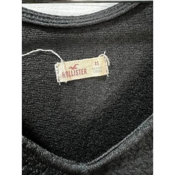 Hollister Womens V Neck‎ Waffle Tunic Top Black XS - Picture 4 of 4